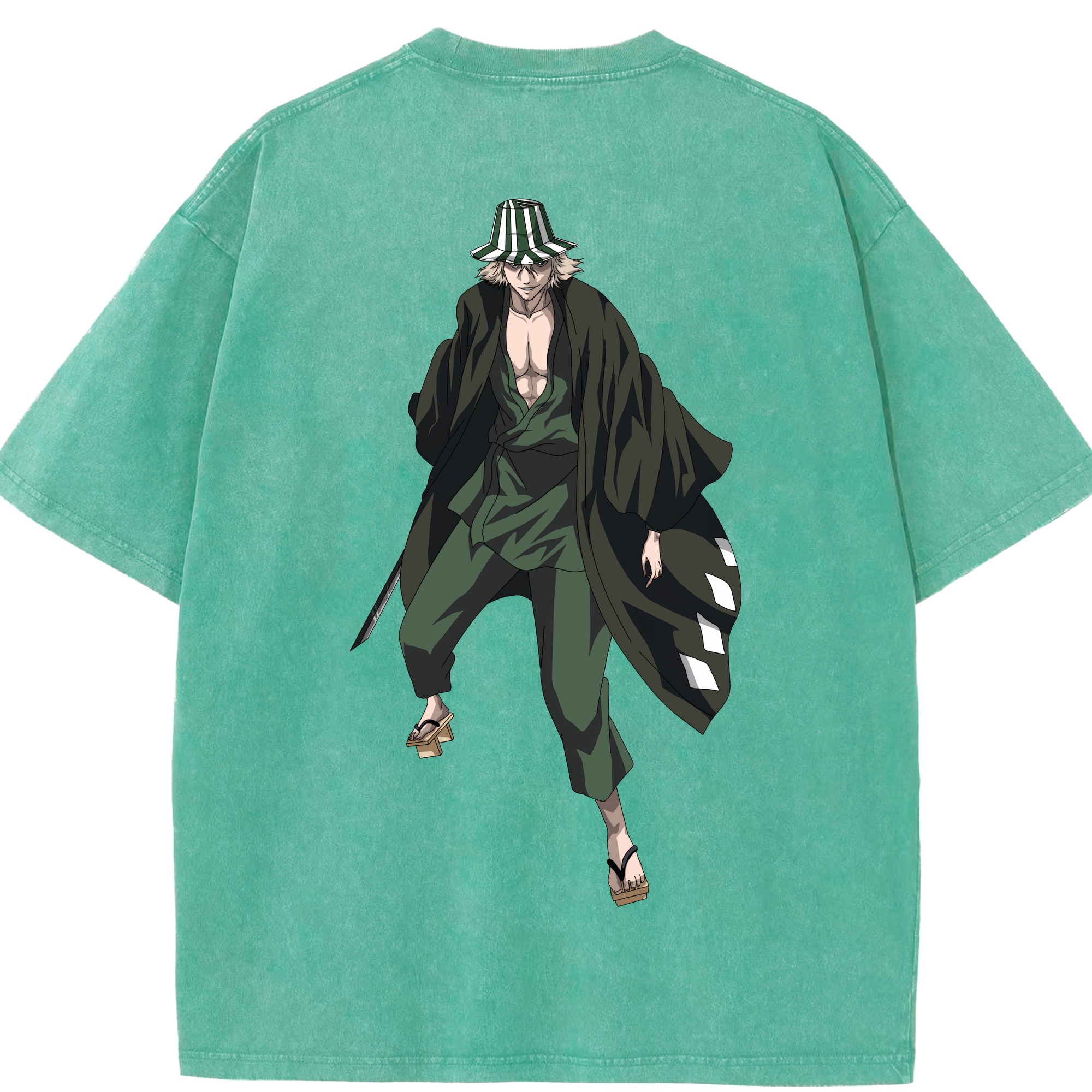 （画像用） "ブリーチ 浦原 喜助（うらはら きすけ） BLEACH Urahara Kisuke " 綿100% ヴィンテージ風 半袖Tシャツ（背面プリント）